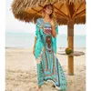 Robe de plage en coton femmes couvertures imprimer Saida de Banho Para Praia Sarong Robe Plage couverture tunique # Q661 210420