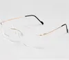 Lunettes de soleil de mode Cadres sans monture en alliage de mémoire Lunettes rétro hommes optiques lunettes ultralégères lentille claire ordinateur myopie verre de prescription