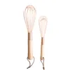 Manico in legno Frullino per le uova in acciaio inossidabile Frullino manuale in oro rosa Cucina Strumenti per la cottura domestica Prezzo di fabbrica design esperto RRB12161