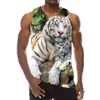 Débardeur Tigre Blanc Pour Hommes Impression 3D Animal Fierce Sans Manches Motif Bête Graphique Prédateur Gilet De Gym