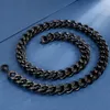 Curb Herren-Halskette, goldfarben, schwarz plattiert, kubanischer schwerer Edelstahl-Schmuck, Halsgliederketten für Männer und Jungen, zweifarbig, 74,9 cm