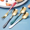 Stainless Steel Square Spoon Ice Cream Dessert Scoop Children Long Handle Milk Stirring Spoons Kitchen Restaurant Scoops WHT0228