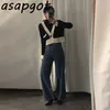 Corée Chic Début Automne Hong Kong Rétro Hit Couleur Courte Pull Tricoté Cardigan Manteau Femmes Noir Crop Pull Top Casual 210610