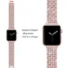 Kvinnor Bling Diamond Strap för Apple Watch Band 44mm 40mm Metal Watchband Armband Band 42mm 38mm