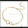 Drop Delivery 2021 DoreenBeads Romantisk hjärta Anklet For Women Aessory Gold Sier Color Link Chain Hollow Jewelry Charms Party Gift Ankletter
