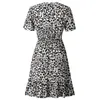 Lato Boho Maternity Dress dla kobiet 2021 Leopard Drukuj Mini Ladies Wrap Clubwear Party Dress Vestidos de Mujer Casual # 30 Q0713