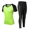 Sports Femme Sportswear Yoga Set Survêtement Pour Femmes Leggings + Gym Top Fitness Gym Costumes Sport vêtements 210802