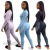 2021 Women Tracksuits Two Piece Set Designer Line Stitching Letter Printed Long Sleeve T Shirt Pencli Pants Casual Ladies Sports Suits S-2XL A8809