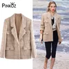 fashion women's high-quality clothing runway designer celebrity style plaid single button jacket tweed blazer coat 210421