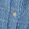 شيك السباغيتي حزام تويد البسيطة اللباس النساء أزياء جوهرة أزرار حزب أنيقة أكمام عارية الذراعين الصيف ES 210515