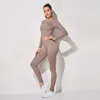 Taille haute Sports Leggings Chemises Yoga Set Vêtements de sport pour femmes s Gym Vêtements Workout Sport Suit Femmes 210802