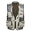 Män Mesh Baggy Ärmlös Vest Med Många Fickor Vår Höst Man Casual Black Shooting Jacket Mens Multi Pocket Waistcoat 210925