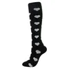 Fashion Compression Keen High Strumpor Hosiery Socks Pot Snowflake Heart Pattern Outdoor Sport Sock För Kvinnor Flickor