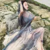 Sukienki swobodne sukienki letnie damskie ubrania 2022 Koreańskie vintage eleganckie seksowne siatki damskie vestidos de fiesta zt1852