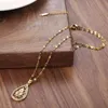 Kinel Fashion Etnische bruid bruiloft sieraden natuurlijke zirkoon 585 rose gouden holle gesneden patroon nekking voor vrouwen