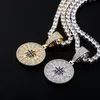 Pendant Necklaces TOPGRILLZ Hip Hop Compass Pendant Iced Out Cubic Zirconia With Tennis Chain Fashion Jewelry Gift For Men Women 220222