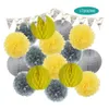 Mi Primera Comunion Decoração Royal Blue Tissue Pompoms 8 "Branco Redondo Lanterna Lanterna Ouro Prata Banner Crianças Aniversário Diy Presente 211018