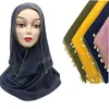 القطن اللؤلؤ الحجاب وشاح عادي فسكوز سلسلة الخرز الصلبة لون الرأس يلتف الأزياء مسلم شالات الباشمينا