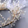 Bruiloft haar accessoires vrouwen haarband bruids haar accessoires hoofd sieraden gouden hoofddeksel kristal hoofdband bruid kroon tiara x0625