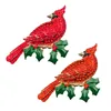 10 Teile/los Strass Broschen Red Cardinal Kristall Weihnachten Urlaub Große Vogel Tier Pins Für Frauen Dame Geschenk