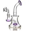 Petits bangs en verre courbés narguilés cou violet rose barboteur Dab Rig beauté pipe à fumer en ligne dans les tuyaux de banger communs de 14 mm fonctionnent exactement réel Mobius