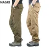 Overalls Mannen Cargo Broek Uitloper Multi Pockets Militaire Leger Tactische Elastische Taille Straight Slacks Casual Broek 210715