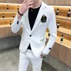 (Jacka + byxa) 2021 Wending Dress Men Blazer Suits Slim Fit Male Business Leisure Suit Jacka Nattklubb Sångare Klänning för Party X0909