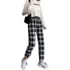 Frauen Plaid Gedruckt Harem Hosen Frühling Herbst Mode Weibliche Hohe Taille Lose Hose Gerade Hosen Streetwear Jogginghose 210423