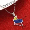 Stainless Steel Enamel Colombia Map Flag Pendant Necklace Women Men Colombian Maps Chain Jewelry