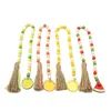 lemon Wood bead candy color pendant Home Decor fruits apple design tassels wooden beads Creative hemp rope tassel European pastoral decoration WMQ999