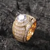 Iced Out Gold Ring Fashion Big Stones Silver Mens Rings Hip Hop Jewelry275S