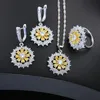 Boucles d'oreilles collier GZJY 925 argent fleur forme cristal anneaux de mariage cubique zircone pendentif ensembles de bijoux pour les femmes danse fête