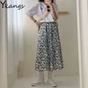 Butterfly Pattern Print Cute Midi pleated Skirt Ladies Summer A-line Fashion High Waist Long Skirts Harajuku Streetwear 210421