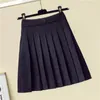 Skirts Winter Autumn 2022 Womens Pleated Knitting Wool Mini Skirt High Waist Elastic Solid Color Preppy Style Saia Midi