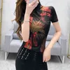 T-shirt in cotone Stampa Bottoming T-shirt Donna Casual manica corta Dolcevita Estate Top T-shirt hipster coreana S-3XL T03810B 210421