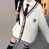 Hiver décontracté japonais ins collège amusant tricoté mode grande taille lâche femme punk à manches longues Vintage Harajuku veste 210608