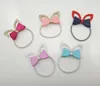 30pcs Fashion Glitter Cute Bunny Bow Girls Elastic Hair Bands Solid Kawaii Rabbit Ears Rubber Gum Rope Headwear