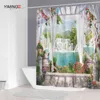 Open het raam om het Polyester Polyester van de kust te zien, waterdichte douchegordijn Home Decoratie Gordijn met haak 210402