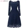 Casual Jurken Akslxdmmd Causale Kantjurk 2021 Lente Dames Vintage Party Vestido de Festa LH1327