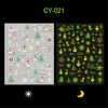 2021 Nieuwe Luminous Christmas Nail Art Stickers Snowflakes Sneeuwman Bomen Elk Nails Sticker Decorations Accessoires MANICURE Decor voor het cadeau van kerstdagen