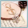 Key Rings Jewelry Luxury Christmas Snowflake Diamond Keychain Souvenir Pendant Gift Drop Delivery 2021 C12Nz
