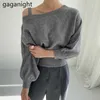 Casual Losse Knited Trui Batwing Mouw Vrouwen Onregelmatige Solid Pullover Tops Lente Sweaters Drop 210601