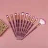 10pcs Set Diamond Makeup Brushes Powder Brush Kits Face Eye Brush Puff Batch ColorfulBrushes Foundation brushes Beauty Cosmetics I7269556
