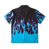 Blue Flame Stampato Camicie hawaiane Uomo Summer Manica Corta Spiaggia Casual Casual Coppia di vacanze Streetwear Hip Hop Harajuku Top 210721