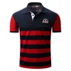 Arrival Brand Men Polo Shirt Solid Mens Striped Casual Shirts Leisure Short Sleeve Tops 100% Cotton Plus Size Male Red White 210518