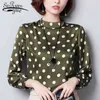 Spring Wave Point Shirt Women Fashion Tops And Blouses Long Sleeves Plus Size 3XL Chiffon Blouse Blusa 1055 40 210508