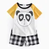 Bebê verão menino pouco urso impressão roupas crianças conjuntos de roupas terno t-shirt + grade shorts crianças 210429