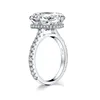 Anillos de diamantes de moissanita simulados de corte ovalado de 10x14MM de plata sólida 925 para mujer, anillo de propuesta de boda, Cluster2480 completo