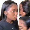 Brazilian Straight Lace Front Wig Pre Plucked Bleached Knots 36 Inch 150% Burgundy Red/Blonde/Pink/Blue/Brown/Purple/Ginger Orange Black Synthetic Wigs For Black Women