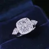 Almofada Corte Laboratório Moissanite Promessa Anel 925 Esterlina Prata Noivado Anéis de Banda de Casamento para Mulheres Nupcial Dedo Jóias